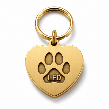 Personalized Brass Heart Pet Portrait Tag - The Purrist