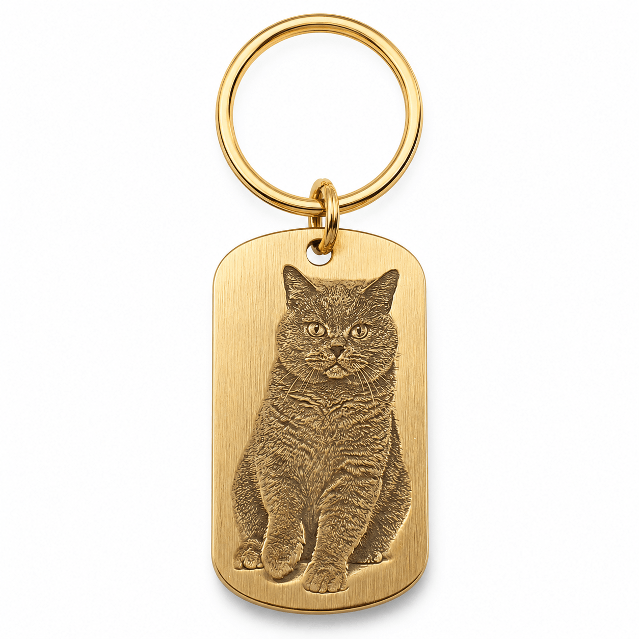 Personalized Brass Rectangle Pet Portrait Tag - The Purrist