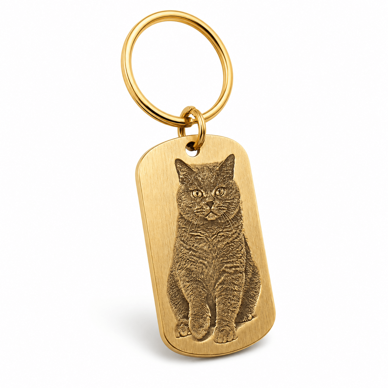 Personalized Brass Rectangle Pet Portrait Tag - The Purrist