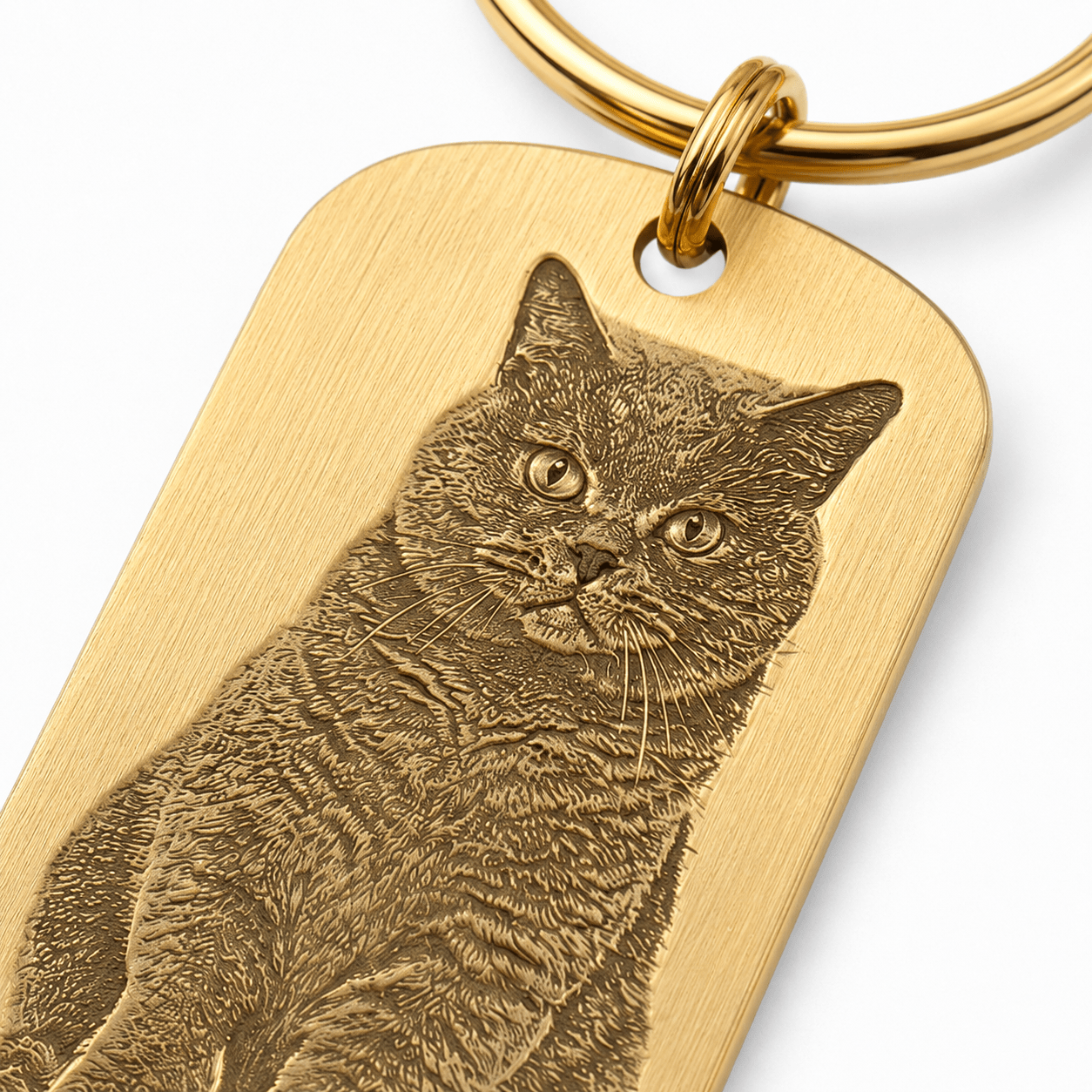 Personalized Brass Rectangle Pet Portrait Tag - The Purrist