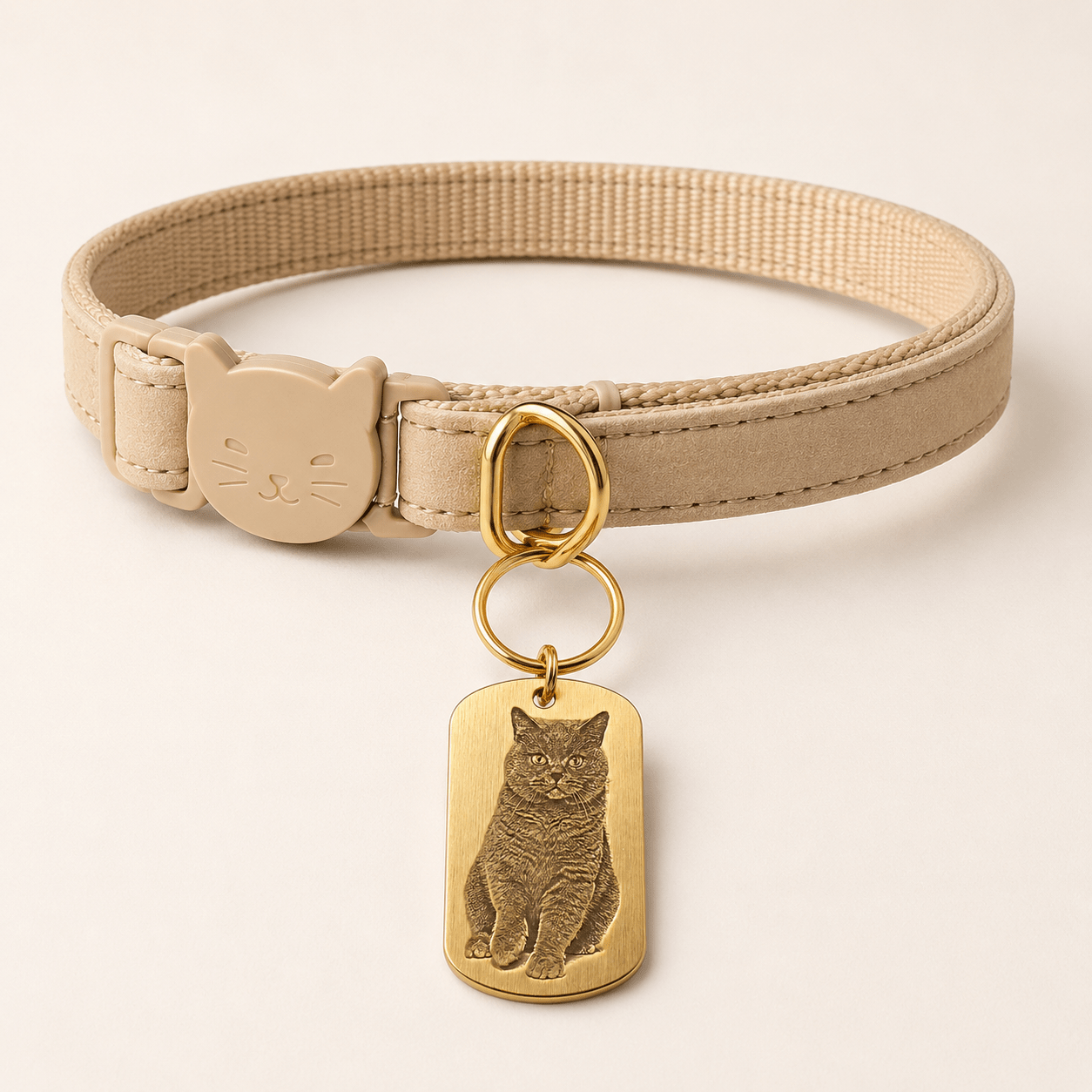 Personalized Brass Rectangle Pet Portrait Tag - The Purrist