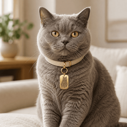 Personalized Brass Rectangle Pet Portrait Tag - The Purrist