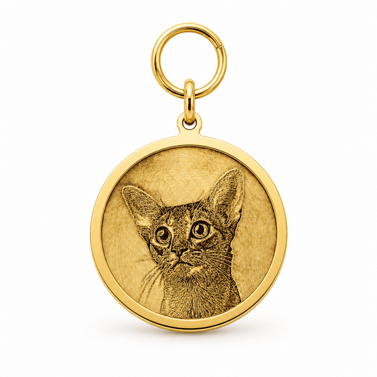 Personalized Brass Round Pet ID Tag - The Purrist
