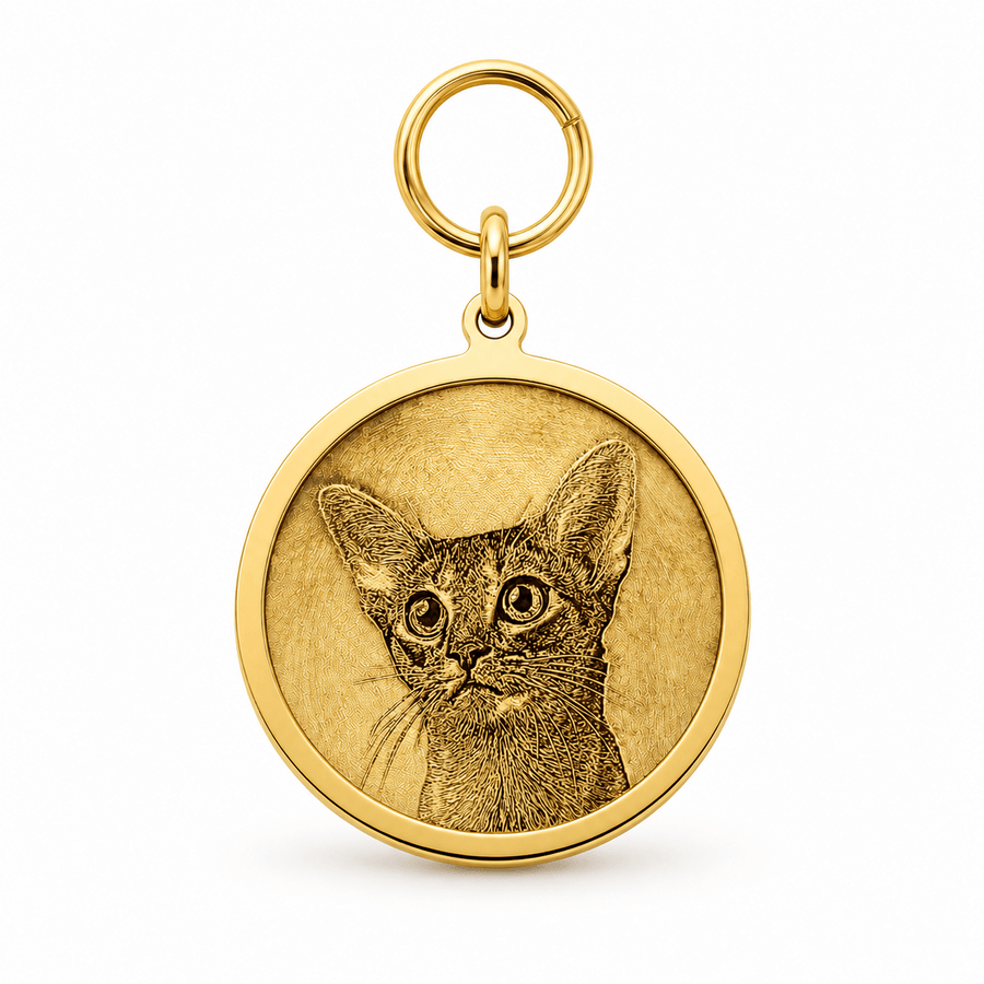 Personalized Brass Round Pet ID Tag - The Purrist