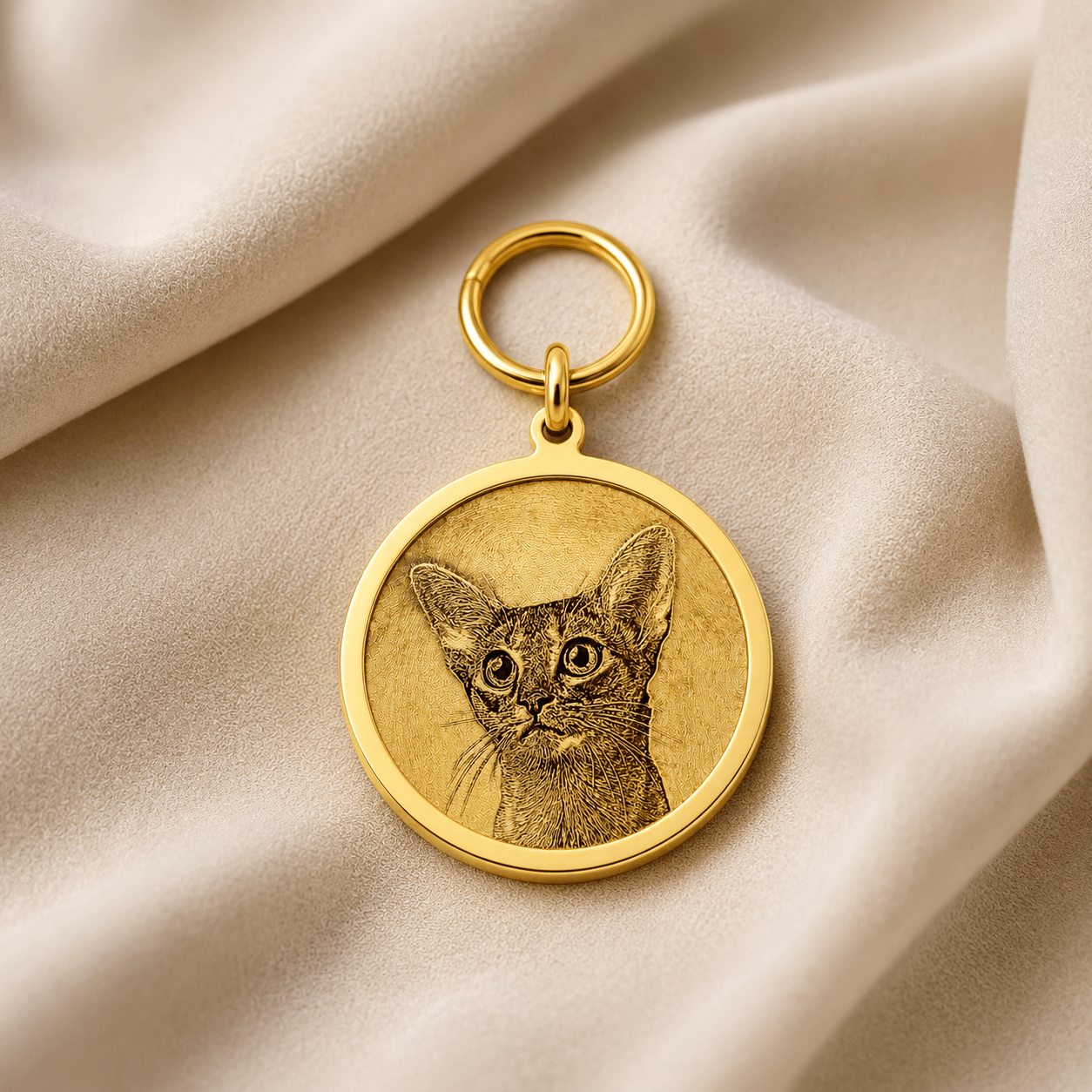 Personalized Brass Round Pet ID Tag - The Purrist