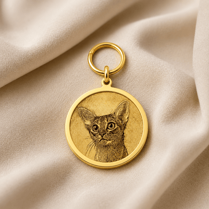 Personalized Brass Round Pet ID Tag - The Purrist