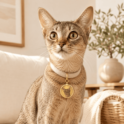 Personalized Brass Round Pet ID Tag - The Purrist