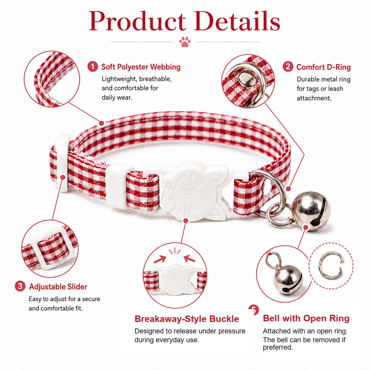 Everyday Gingham Cat Collar product details
