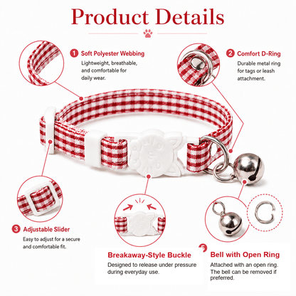 Everyday Gingham Cat Collar - The Purrist