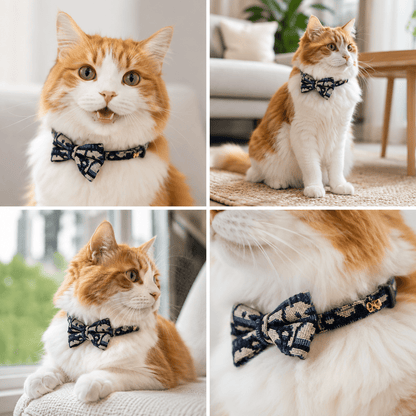 Midnight Plaid Bowtie Cat Collar - The Purrist